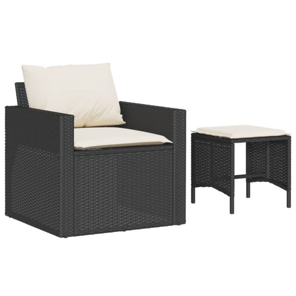 Set mobilier de grădină cu perne, 4 piese, negru, poliratan