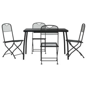 Set de masă pentru grădină, 5 piese, plasă metalică antracit