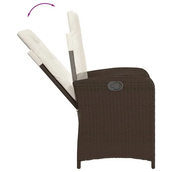 Set mobilier de grădină, 5 piese, cu perne, maro, poliratan