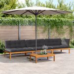 Set canapele de grădină cu perne din paleți 4 piese lemn acacia