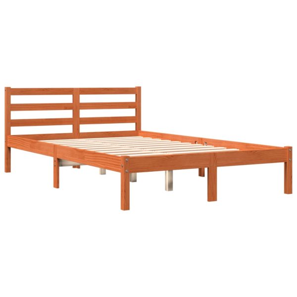 Cadru pat fără saltea, maro ceruit, 120×200 cm, lemn masiv pin