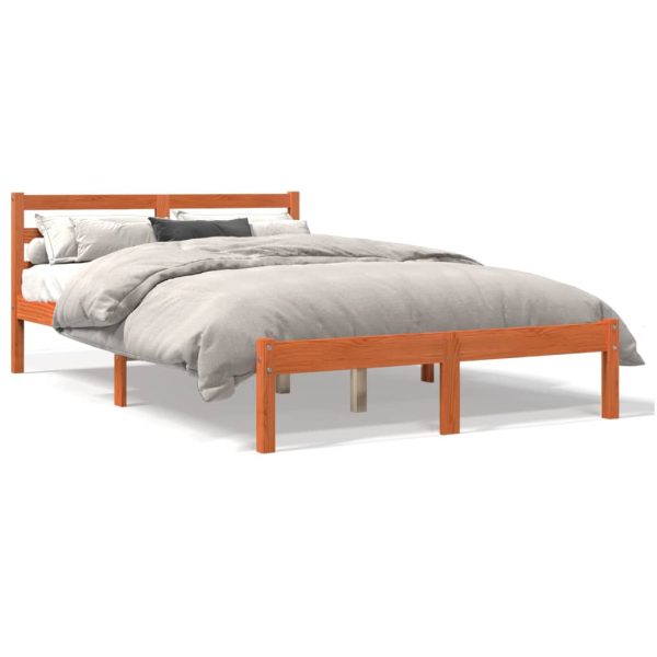 Cadru de pat fără saltea, maro ceruit 150×200 cm lemn masiv pin