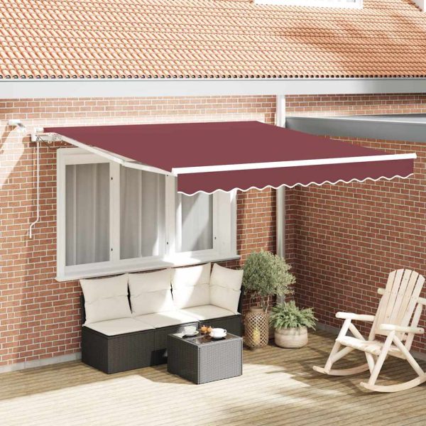 Copertina retractabilă automat cu LED, vișiniu, 300×250 cm