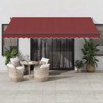 Copertina retractabilă automat cu LED-uri, vișiniu, 450×350 cm
