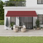 Copertina retractabilă manual cu LED-uri, vișiniu, 500×350 cm