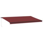Copertina retractabilă manual cu LED-uri, vișiniu, 600×350 cm