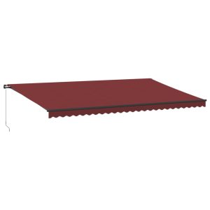 Copertina retractabilă manual cu LED-uri, vișiniu, 600×350 cm