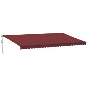 Copertina retractabilă automat cu LED-uri, vișiniu, 600×350 cm