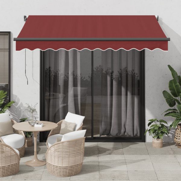 Copertină retractabilă manual cu LED-uri, vișiniu, 300×250 cm