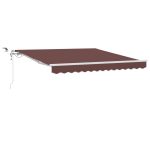 Copertina retractabilă automat cu LED, maro, 300×250 cm