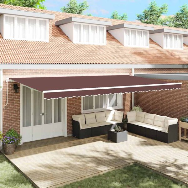 Copertină retractabilă manual, maro, 600×300 cm