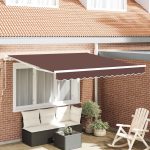 Copertină retractabilă manual, maro, 300×250 cm