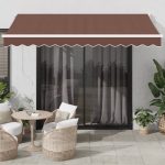 Copertină retractabilă manual, maro, 350×250 cm