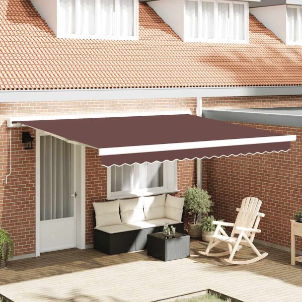 Copertină retractabilă manual, maro, 400×300 cm