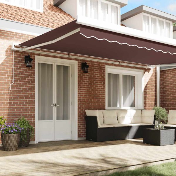 Copertină retractabilă manual, maro, 500×300 cm