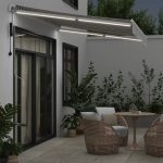 Copertină retractabilă automat cu LED, antracit/alb, 350×250 cm