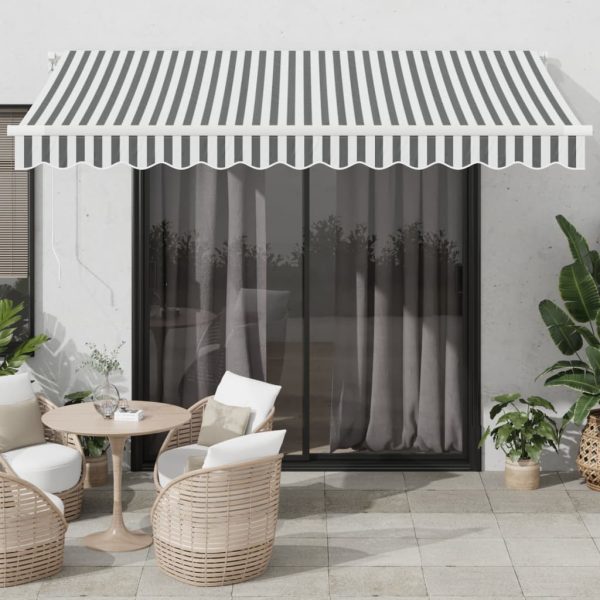 Copertină retractabilă automat cu LED, antracit/alb, 350×250 cm