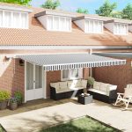 Copertină retractabilă manual cu LED, antracit/alb, 500×300 cm