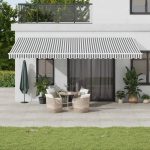 Copertină retractabilă manual cu LED, antracit/alb, 600×350 cm