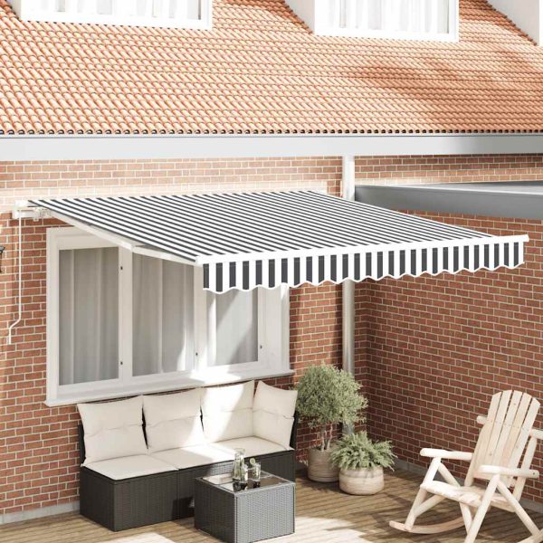 Copertină retractabilă manual, antracit/alb, 300×250 cm