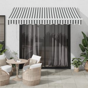 Copertină retractabilă antracit/alb, 3×2,5 m, textil/aluminiu