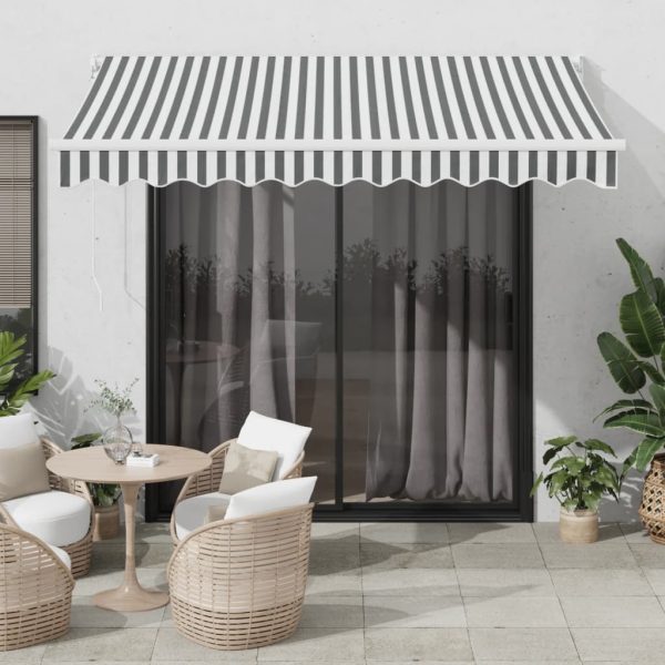 Copertină retractabilă antracit/alb, 3×2,5 m, textil/aluminiu