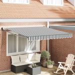 Copertină retractabilă antracit/alb, 3×2,5 m, textil/aluminiu