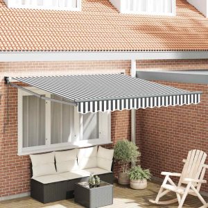 Copertină retractabilă antracit/alb, 3×2,5 m, textil/aluminiu