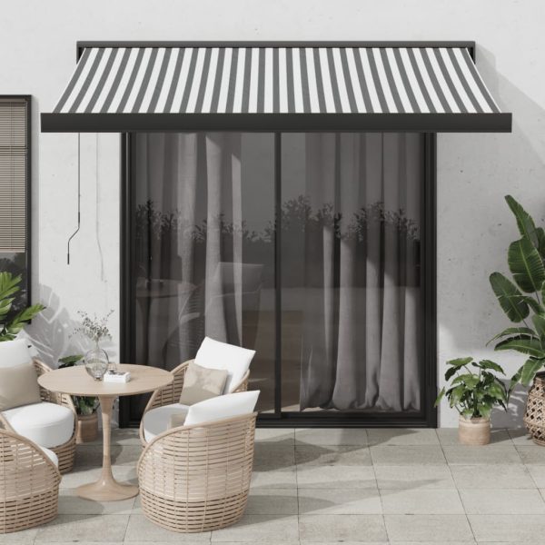 Copertină retractabilă antracit/alb, 3,5×2,5 m, textil/aluminiu