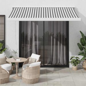 Copertină retractabilă antracit/alb, 3,5×2,5 m, textil/aluminiu