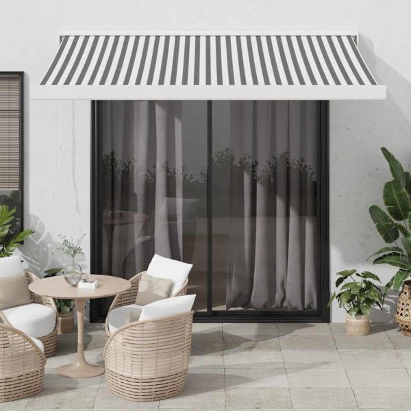 Copertină retractabilă antracit/alb, 3,5×2,5 m, textil/aluminiu