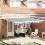 Copertină retractabilă antracit/alb, 4,5×3 m, textil/aluminiu