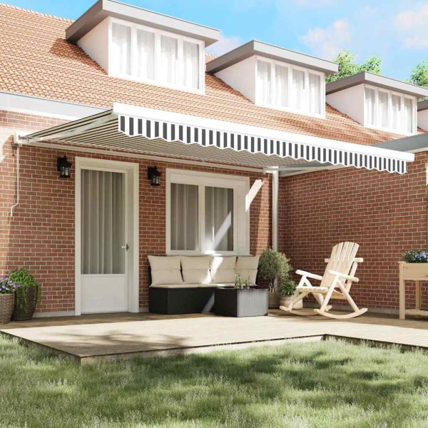 Copertină retractabilă antracit/alb, 4,5×3 m, textil/aluminiu