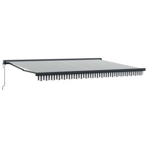 Copertină retractabilă antracit/alb, 4,5×3 m, textil/aluminiu