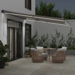Copertină retractabilă manual cu LED, antracit/alb, 450×300 cm