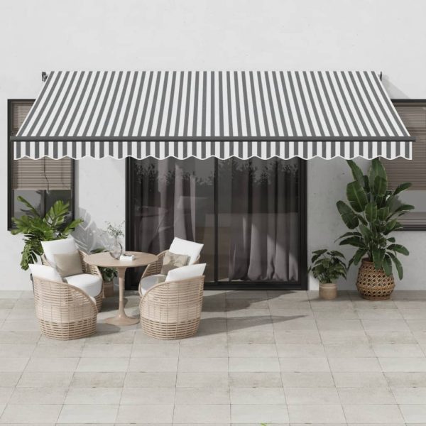 Copertină retractabilă manual cu LED, antracit/alb, 450×300 cm