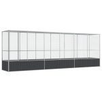 Voliera de păsări cu extensie, argintiu, 626,5x107x212 cm, oțel
