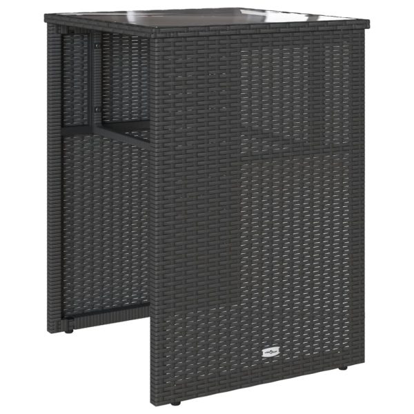 Set bistro cu perne, 3 piese, negru, poliratan