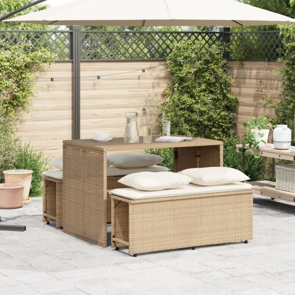 Set mobilier de grădină cu perne, 3 piese, bej, poliratan