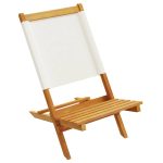 Scaune de grădină 2 buc., alb crem, lemn masiv acacia și textil
