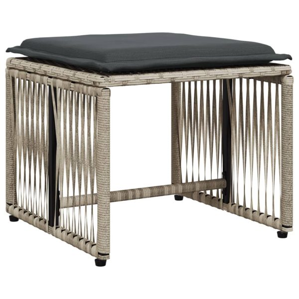 Set mobilier de grădină cu perne, 7 piese gri deschis poliratan