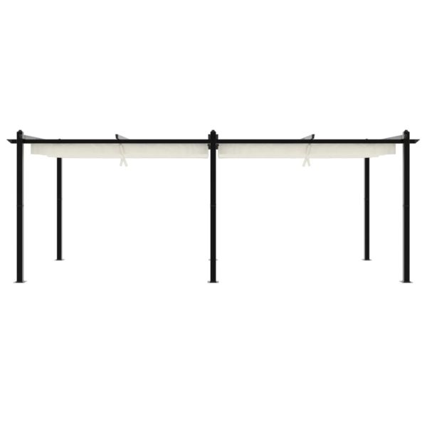Foișor de grădină, acoperiș retractabil, crem, 3×6 m, aluminiu