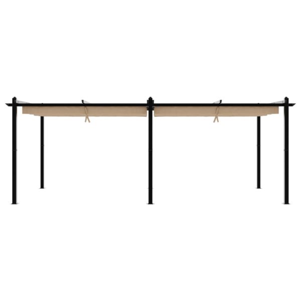 Foișor de grădină acoperiș retractabil gri taupe 3×6 m aluminiu