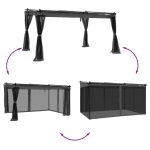 Foișor cu pereți din plasă, antracit, 4×3 m, oțel