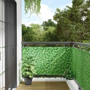 Paravan de balcon cu aspect de plantă, verde, 500×75 cm, PVC