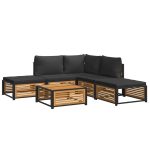 Set de canapele grădină cu perne, 6 piese, lemn masiv acacia