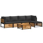 Set de canapele grădină cu perne, 6 piese, lemn masiv acacia