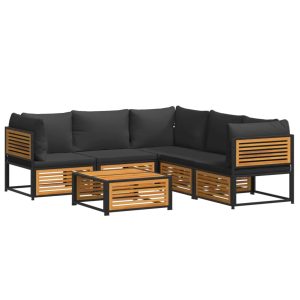 Set de canapele grădină cu perne, 6 piese, lemn masiv acacia