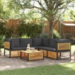 Set de canapele grădină cu perne, 6 piese, lemn masiv acacia