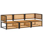 Set de canapele de grădină cu perne, 3 piese, lemn masiv acacia